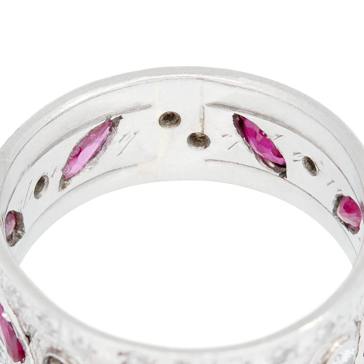 Retro Platinum Ruby and Diamond Band