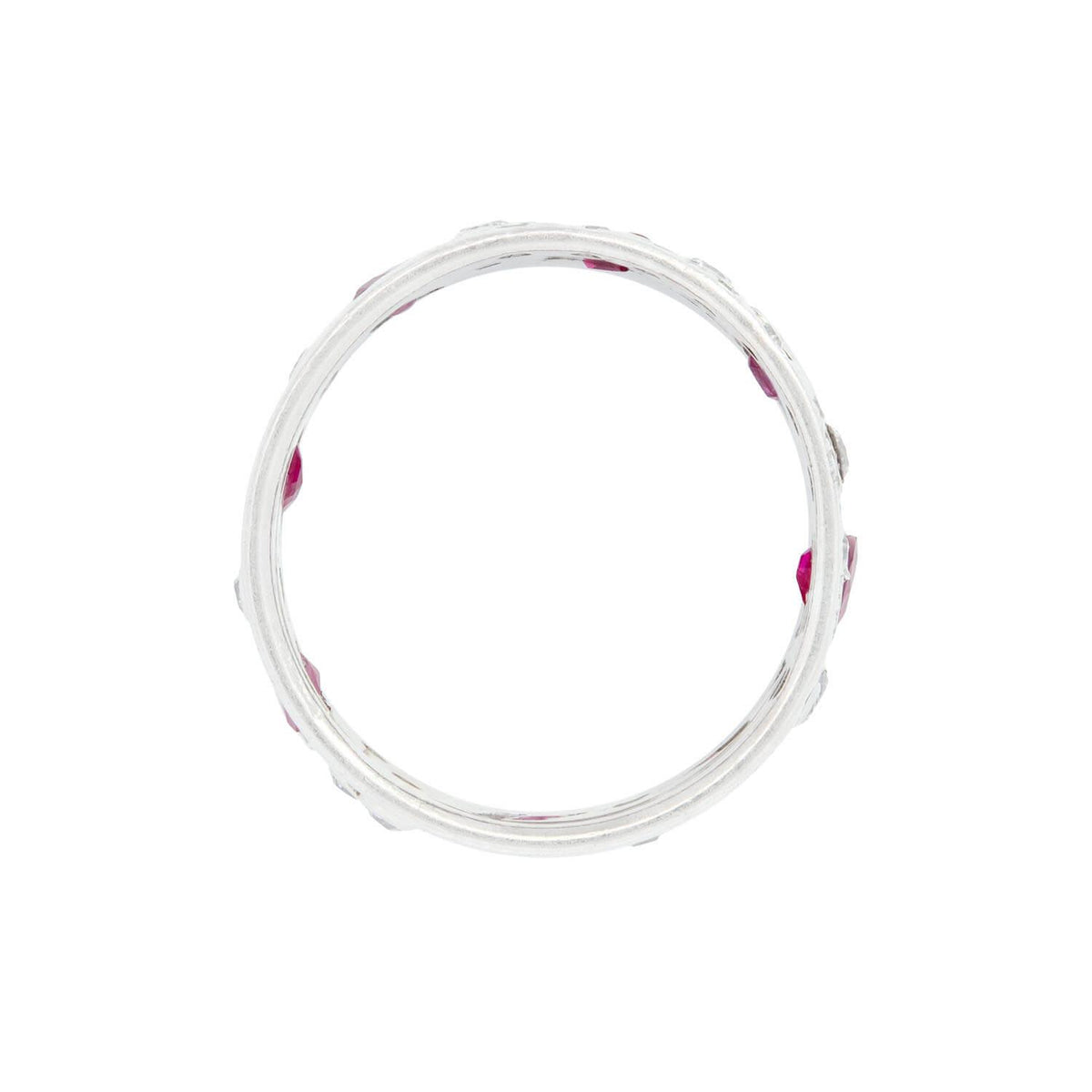 Retro Platinum Ruby and Diamond Band