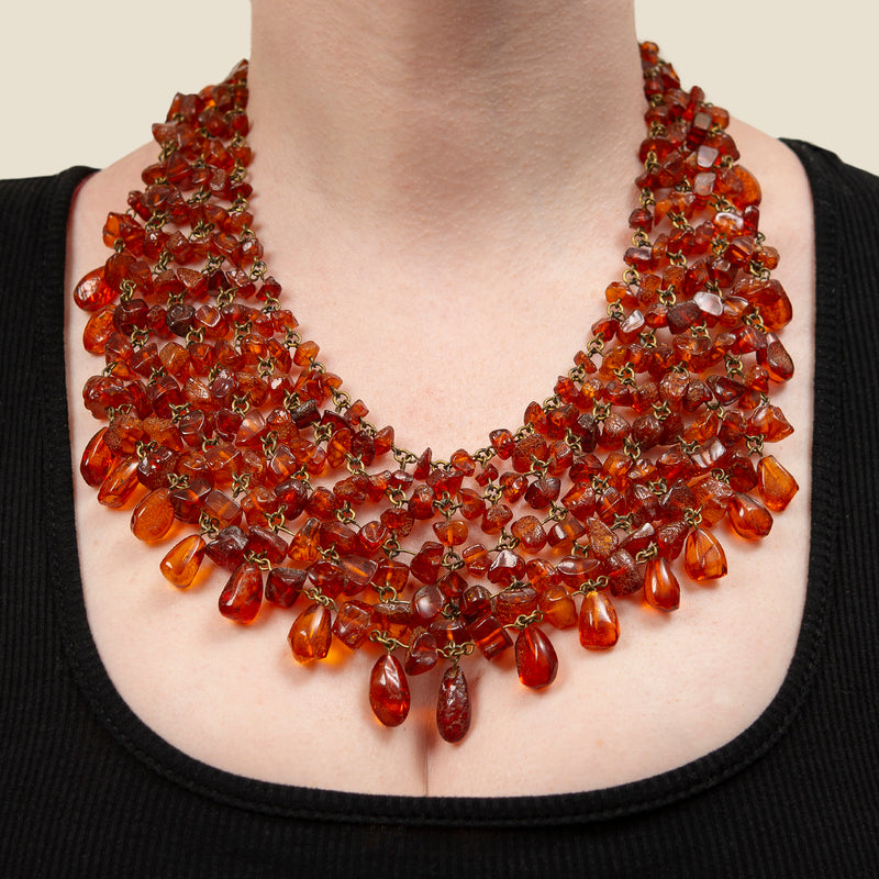 Marvellous Vintage Amber Necklace Made From Natural Shaped Amber Beads  Auction