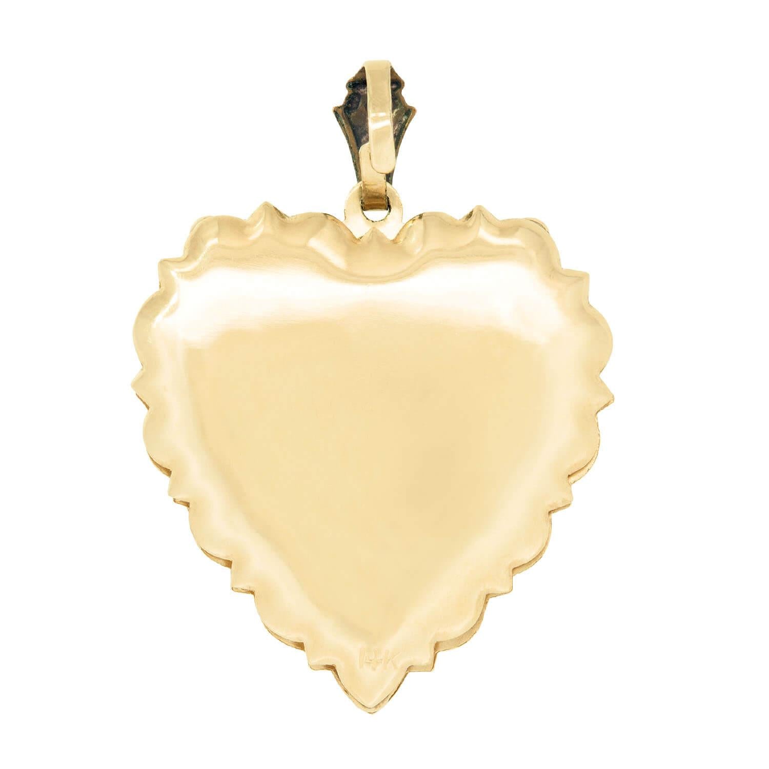Vintage 14k Diamond and Pearl Flower Basket Heart Pendant