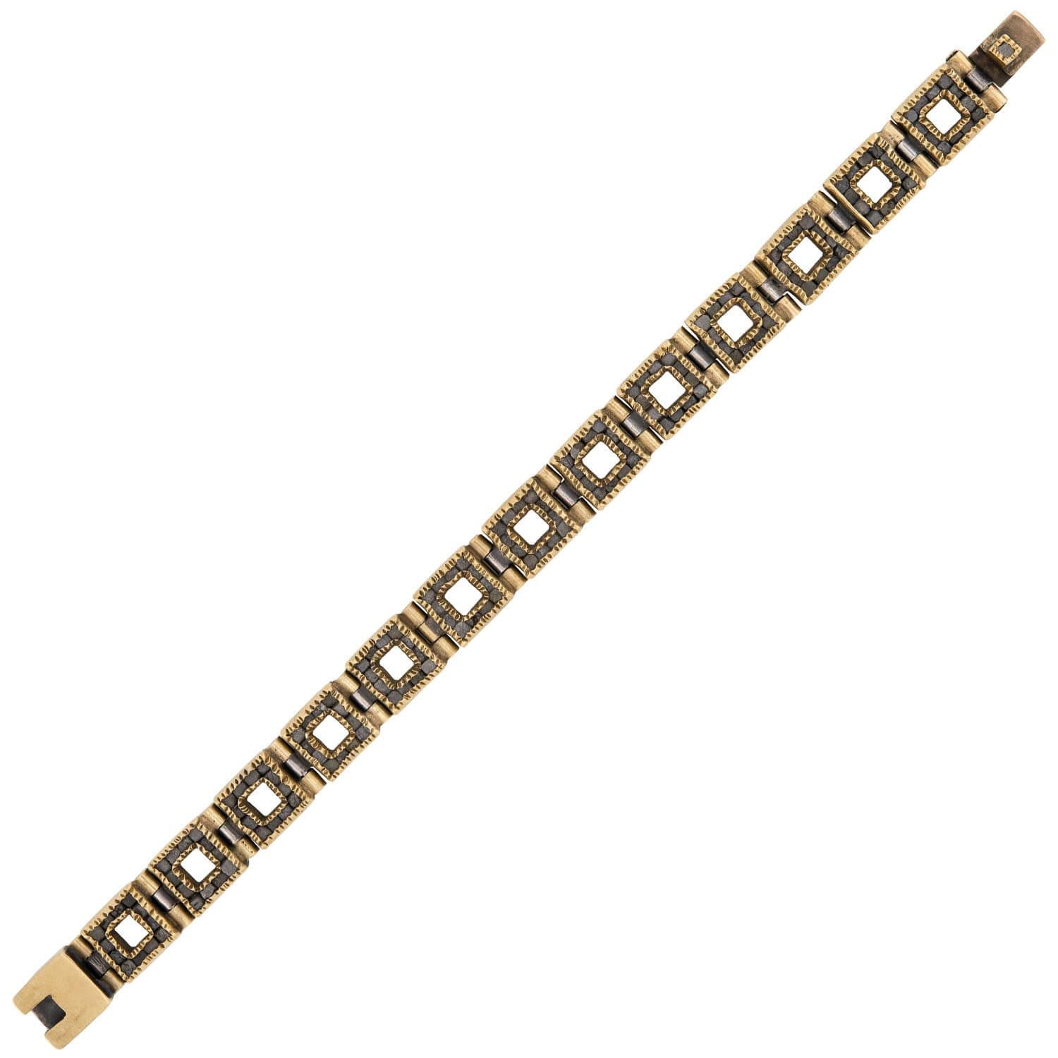 FREED Vintage Sterling Silver/Gold-Fill Stone Square-Link Bracelet