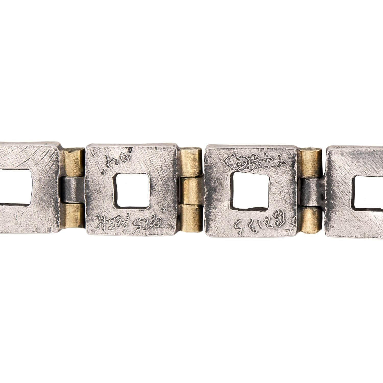 FREED Vintage Sterling Silver/Gold-Fill Stone Square-Link Bracelet