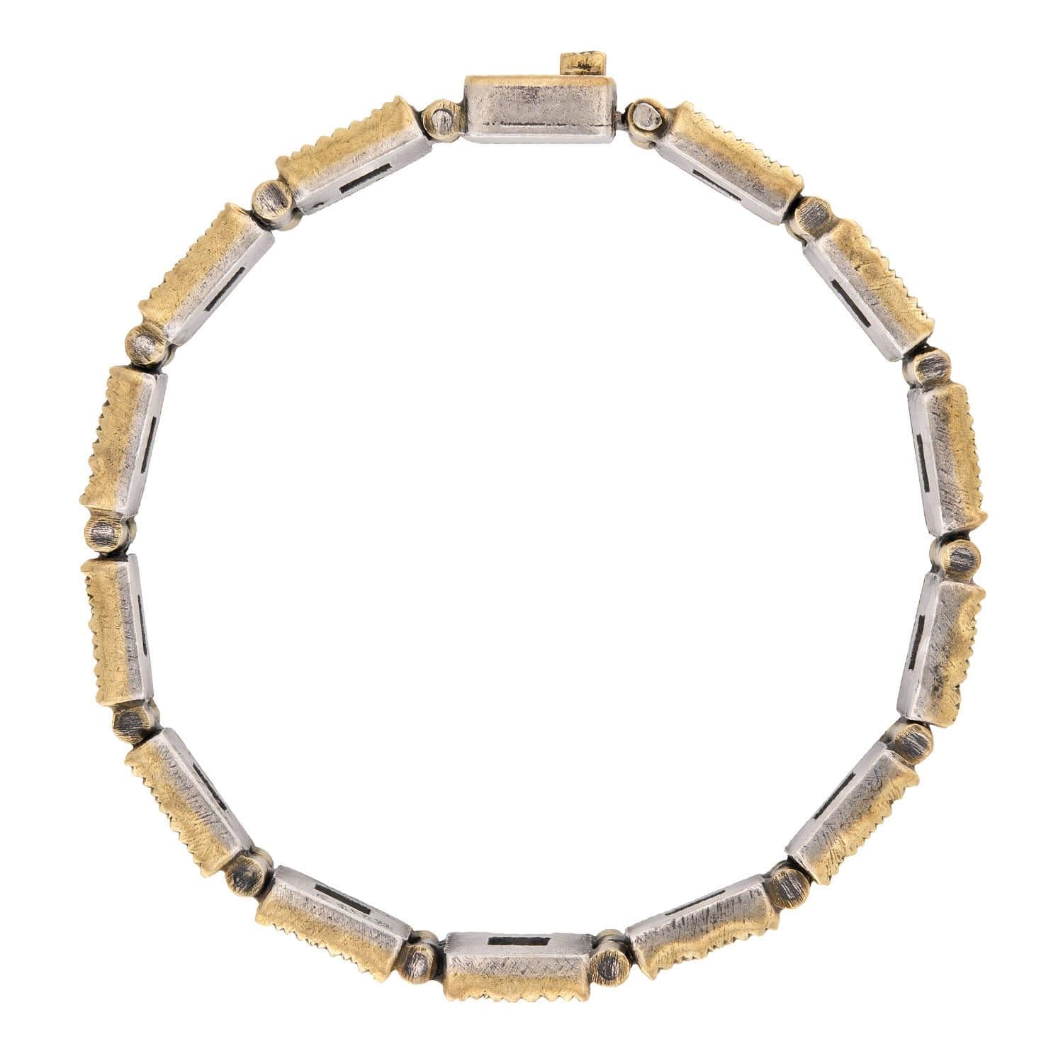 FREED Vintage Sterling Silver/Gold-Fill Stone Square-Link Bracelet