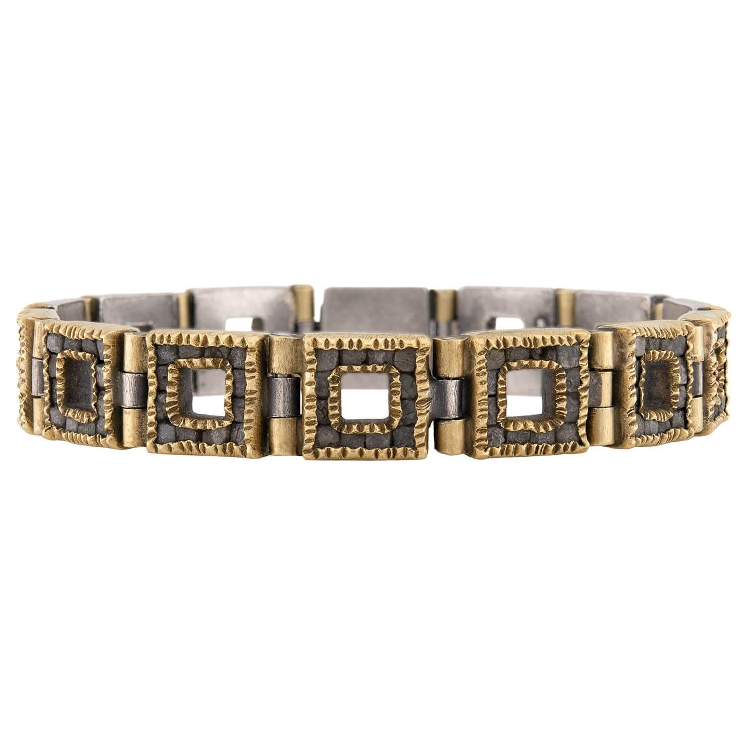 FREED Vintage Sterling Silver/Gold-Fill Stone Square-Link Bracelet