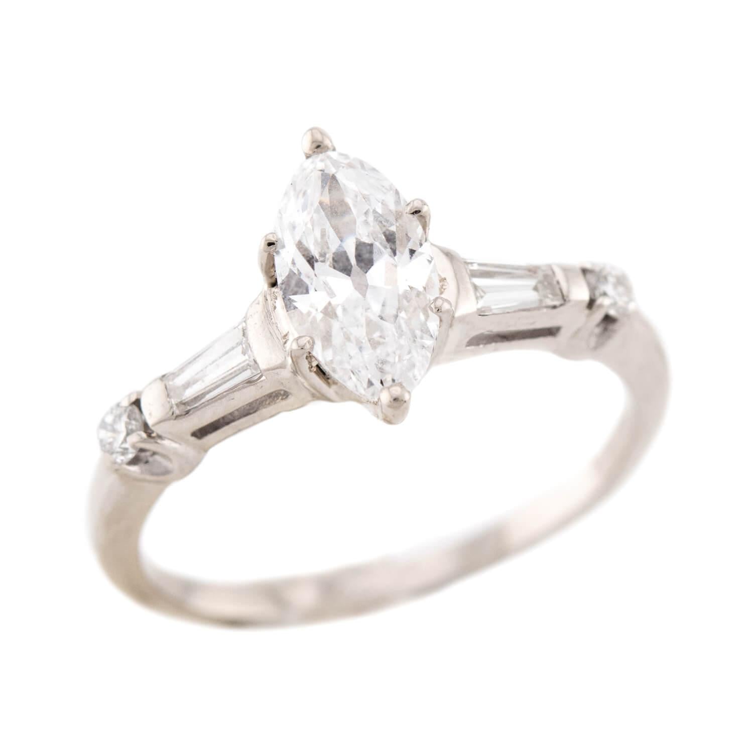 Art Deco 14k Diamond Engagement Ring 1.01ct