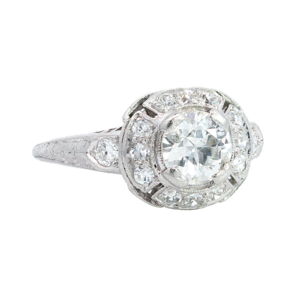 Art Deco Platinum Diamond Engagement Ring .55ctw