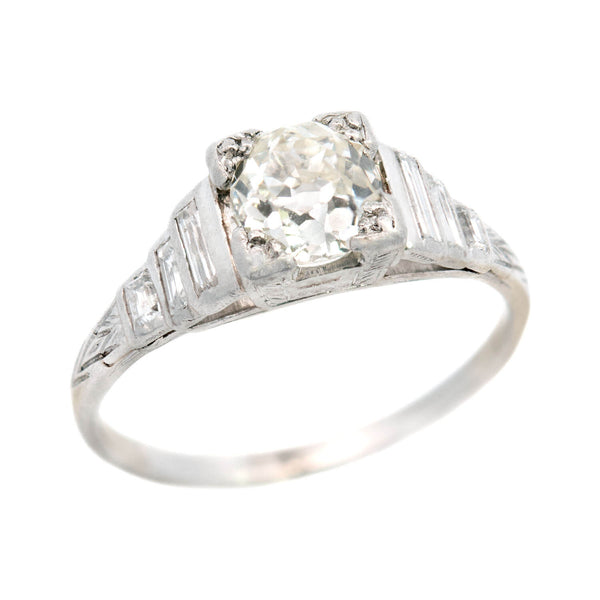 Art Deco Platinum Diamond Engagement Ring .70ct