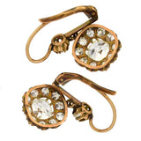 Victorian 18kt Yellow Gold Diamond Cluster Earrings 3.40ctw