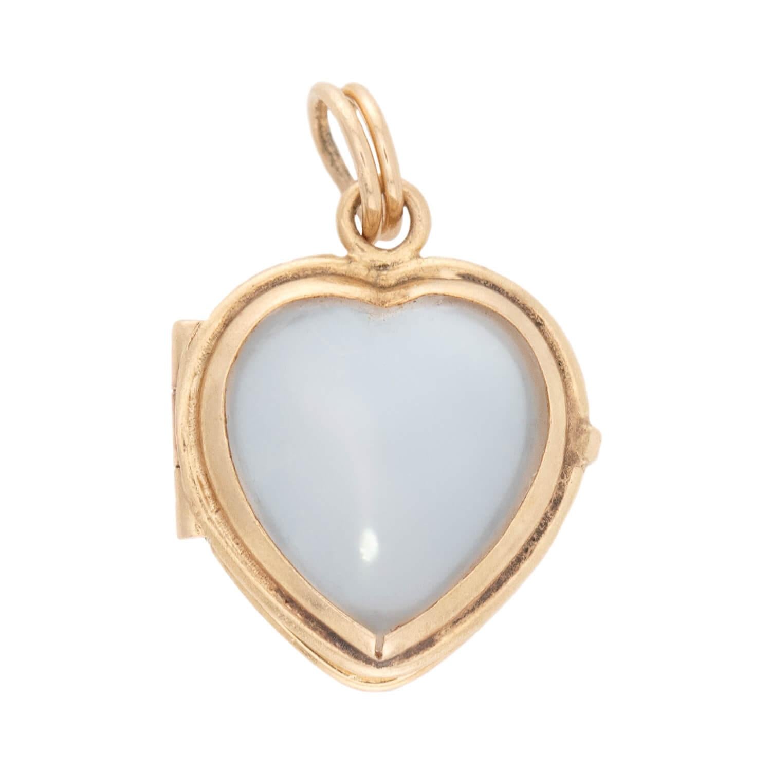 Victorian 14k Moonstone Heart Locket Pendant/Charm