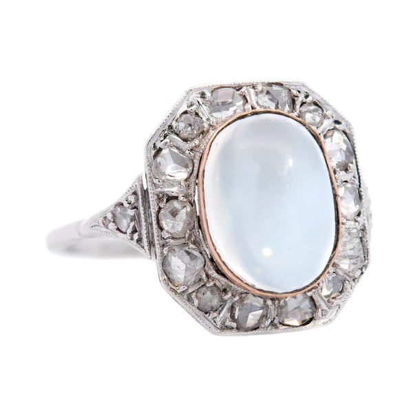 Art Deco Moonstone and Diamond Ring