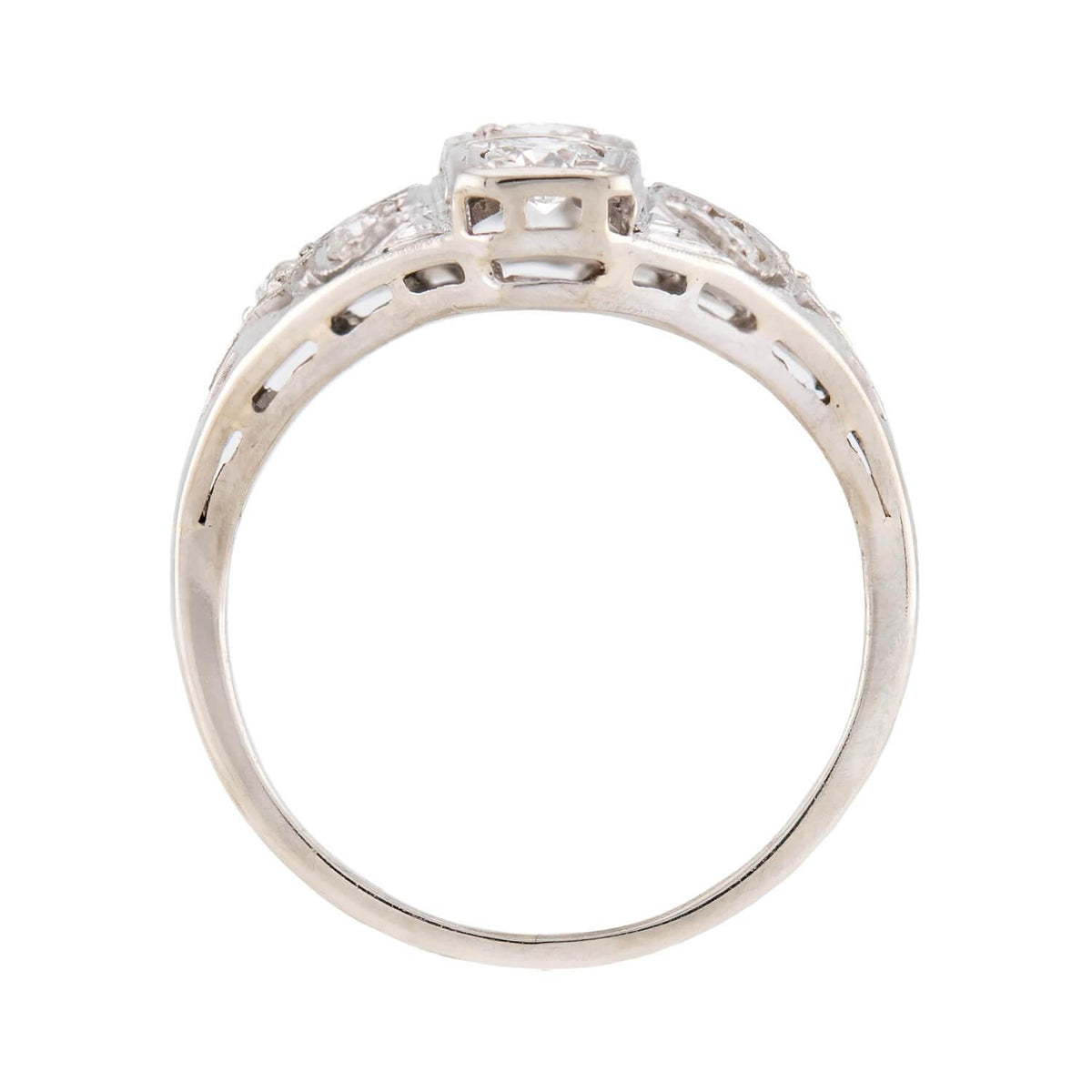 Retro 18k Diamond Navette Ring
