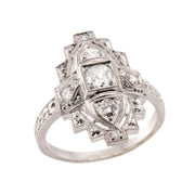 Art Deco Platinum Diamond Navette Ring