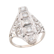 Retro 18k Diamond Navette Ring
