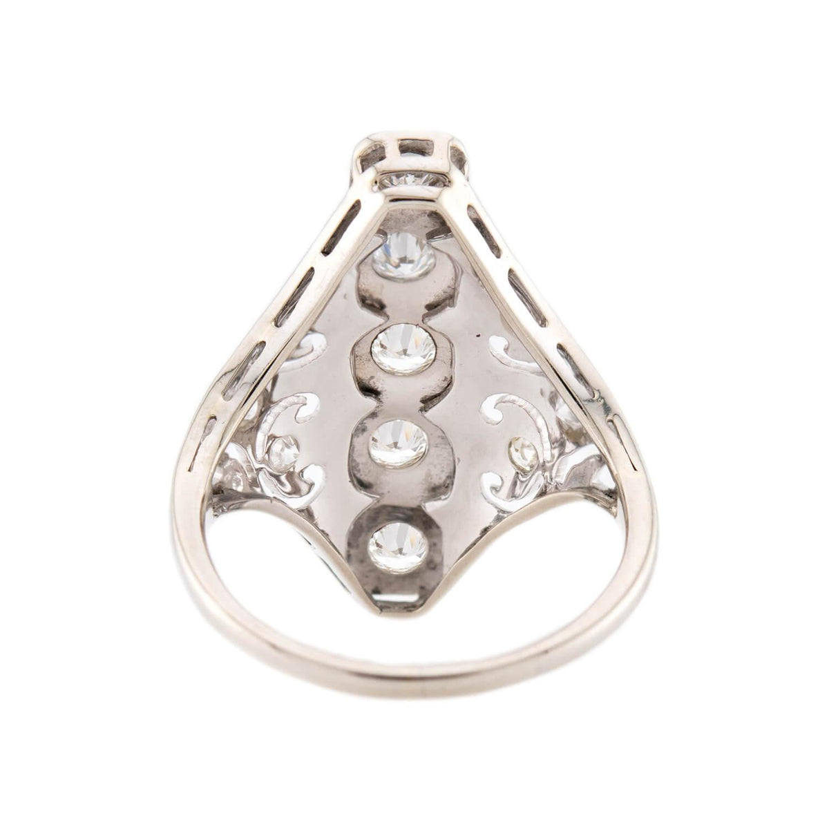 Retro 18k Diamond Navette Ring