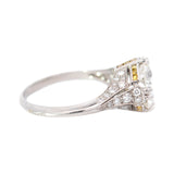 Art Deco Style French Platinum Diamond Engagement Ring 2.88ctw