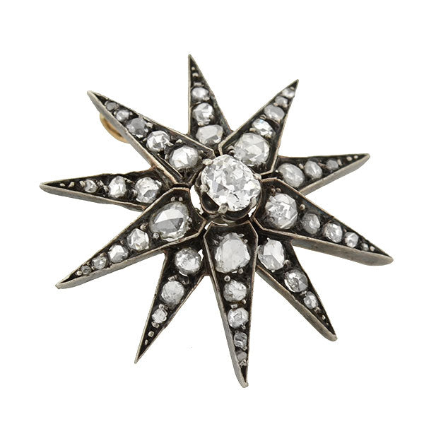 Victorian 18kt/Sterling Diamond Starburst Pendant 2.75ctw