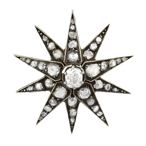 Victorian 18kt/Sterling Diamond Starburst Pendant 2.75ctw