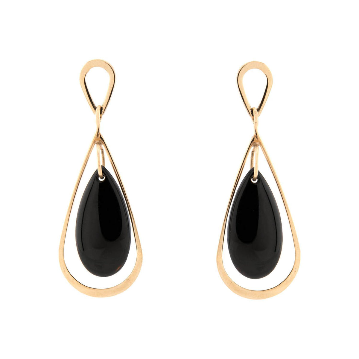 NABCO Estate 14k Onyx Teardrop Earrings