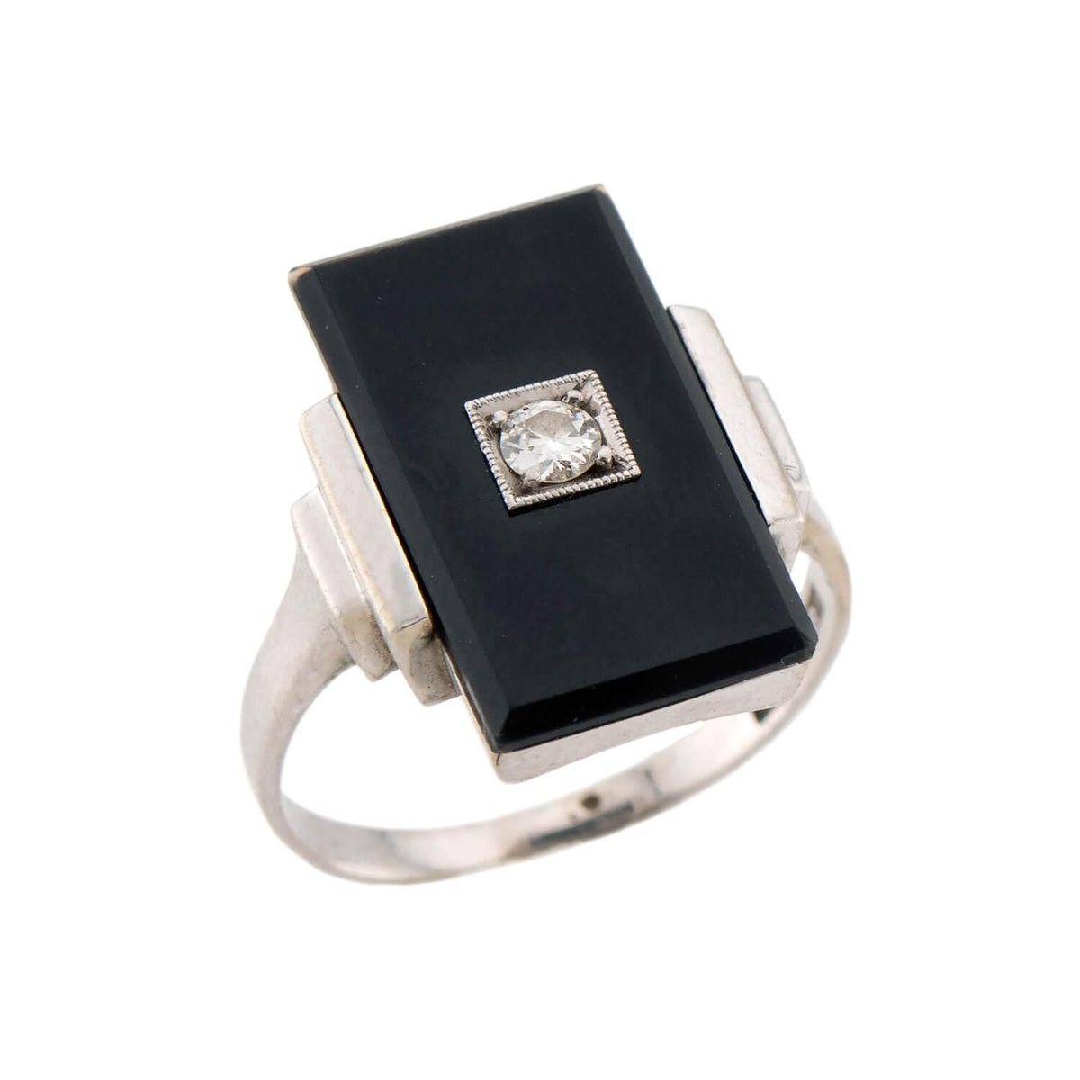 Art Deco 14k Onyx & Diamond Ring