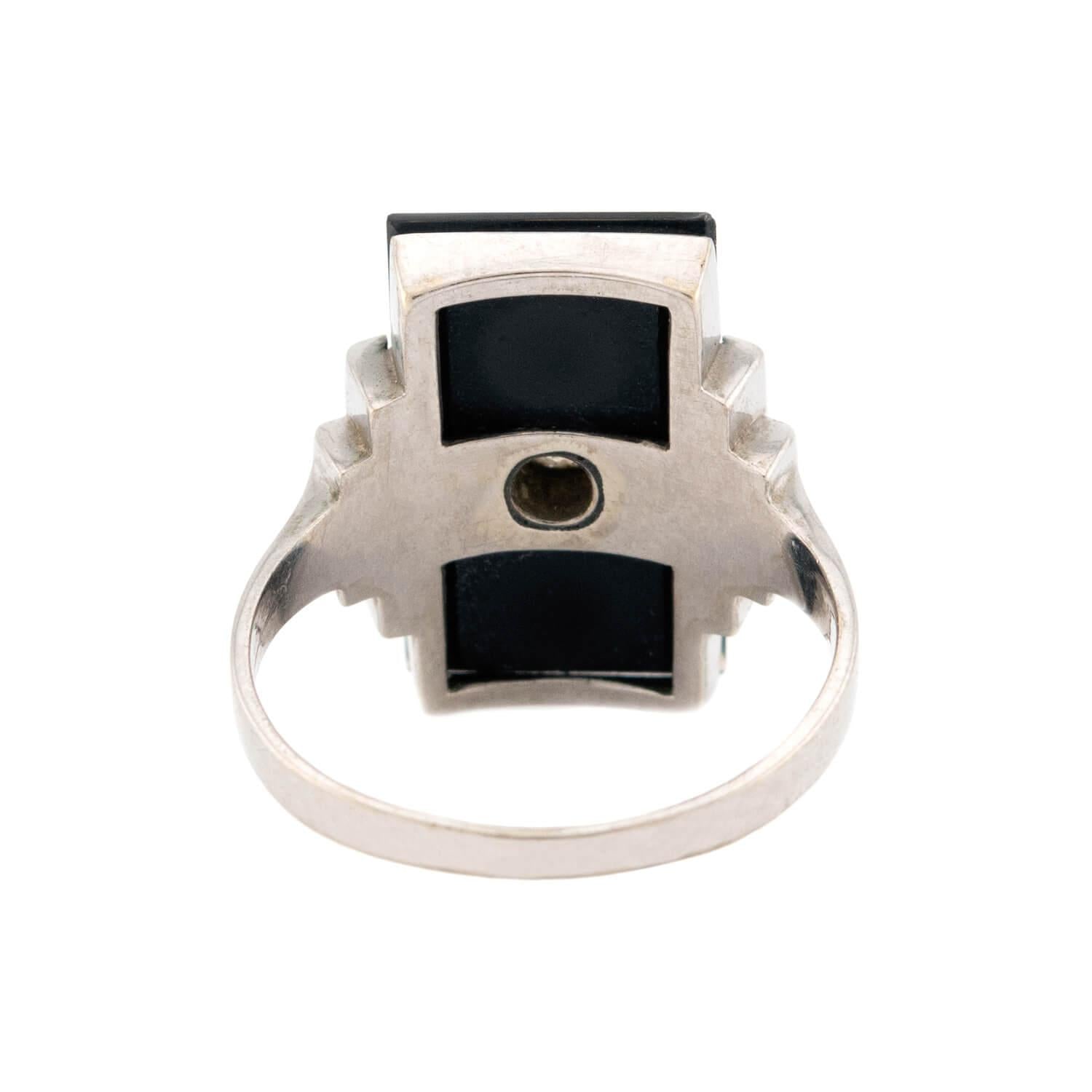 Art Deco 14k Onyx & Diamond Ring
