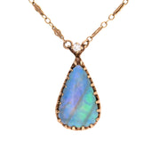 Vintage 14k Opal & Diamond Pendant Necklace