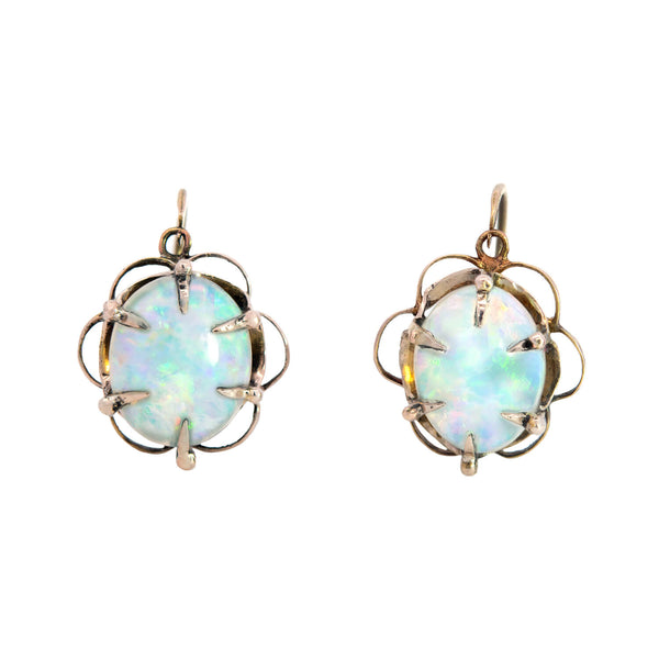 Victorian 14k Oval Opal Earrings