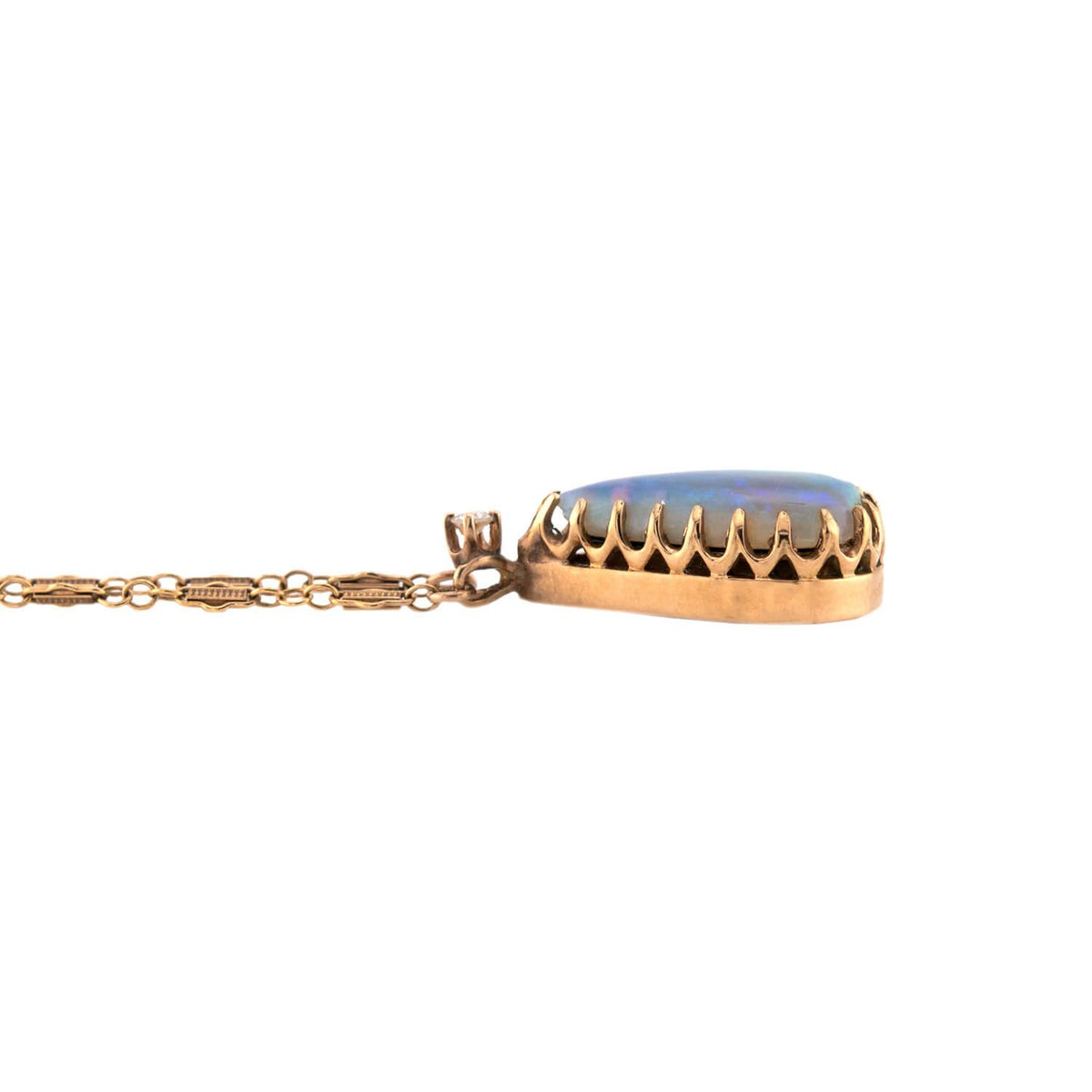 Vintage 14k Opal & Diamond Pendant Necklace