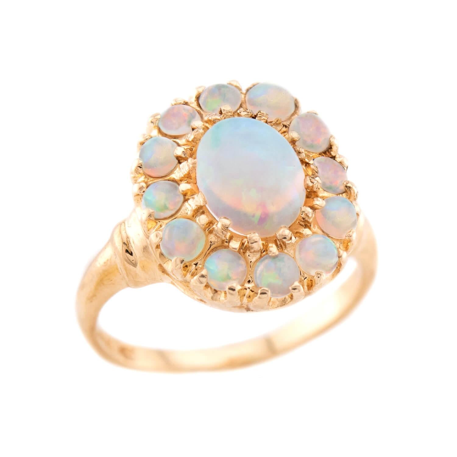 Victorian 14k Opal Halo Ring