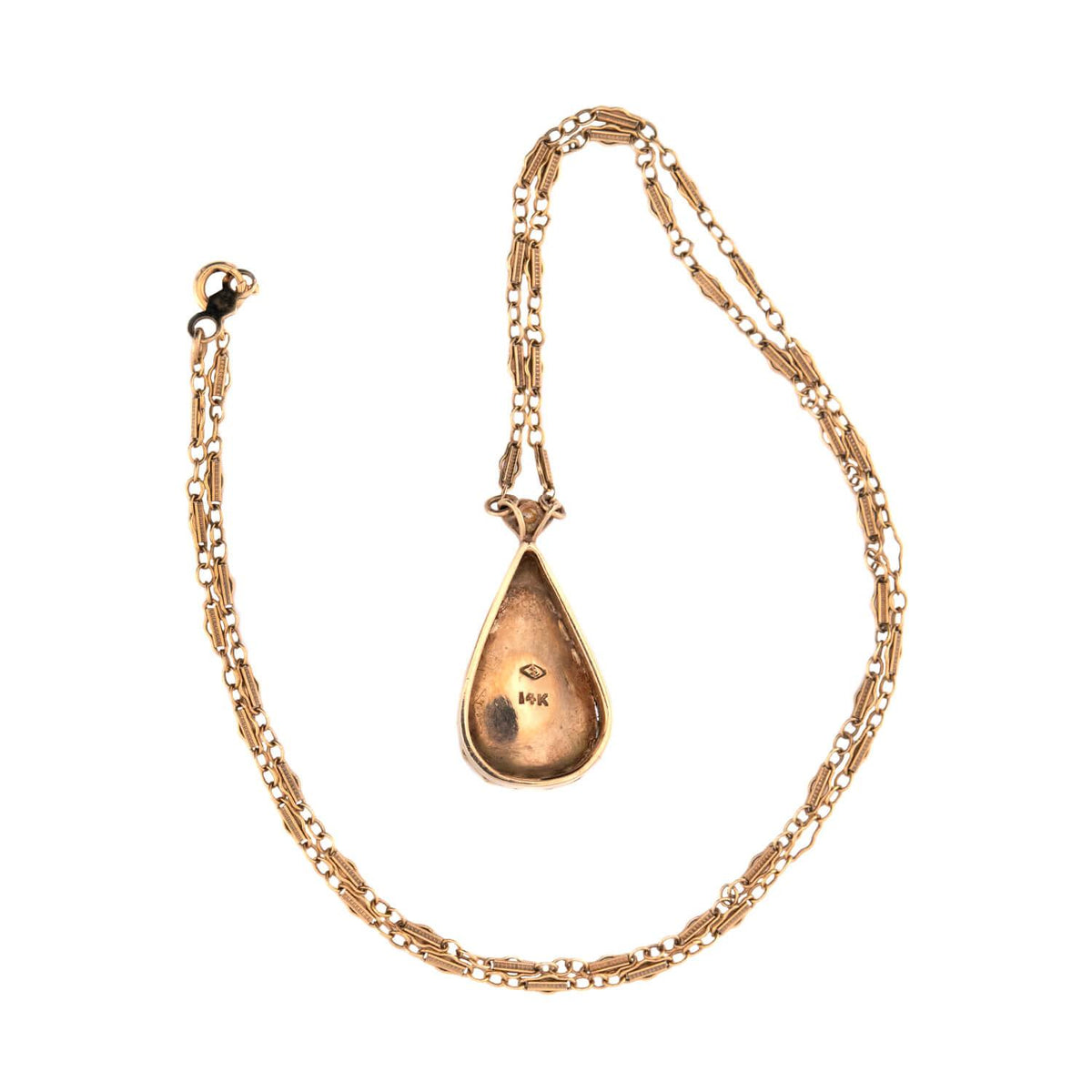 Vintage 14k Opal & Diamond Pendant Necklace
