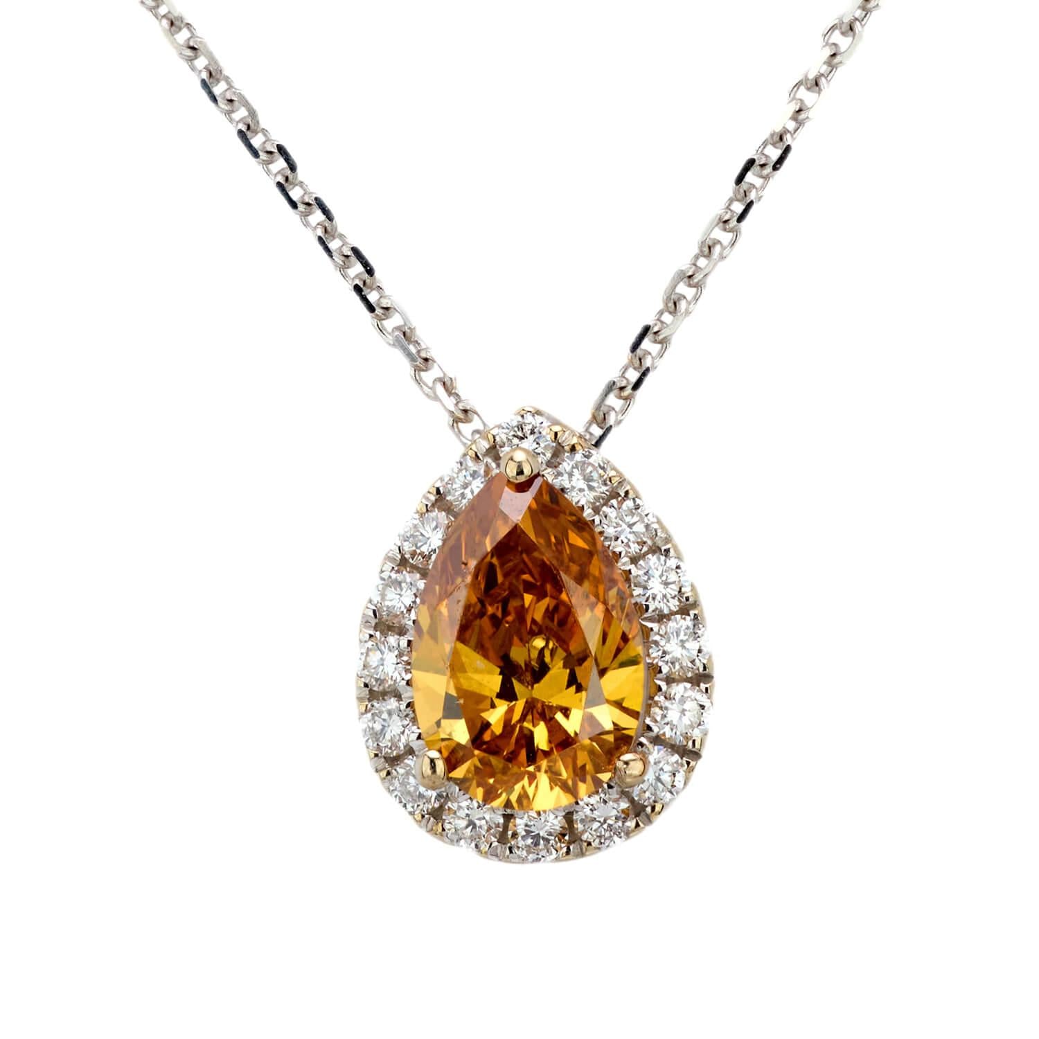 Estate 18k Diamond Halo Pendant Necklace