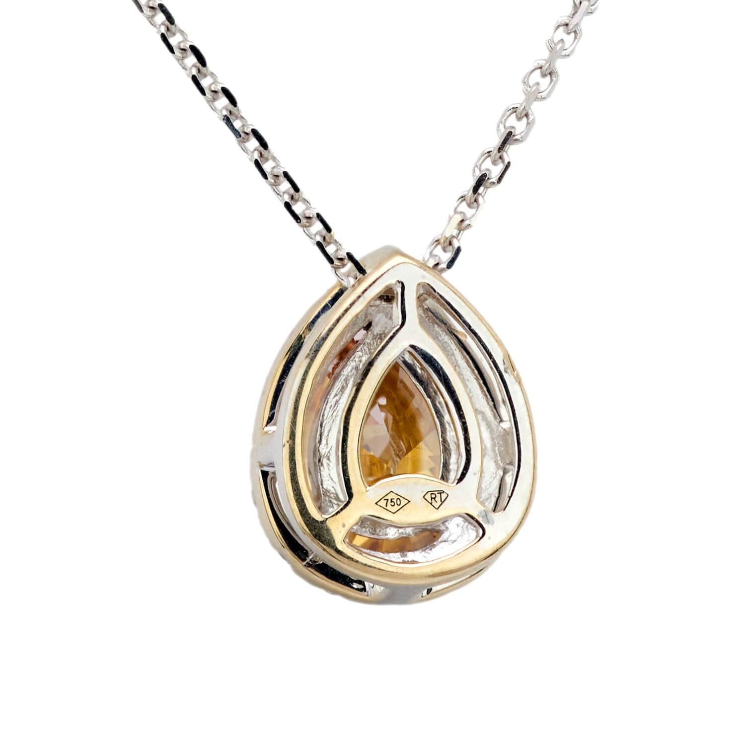Estate 18k Diamond Halo Pendant Necklace