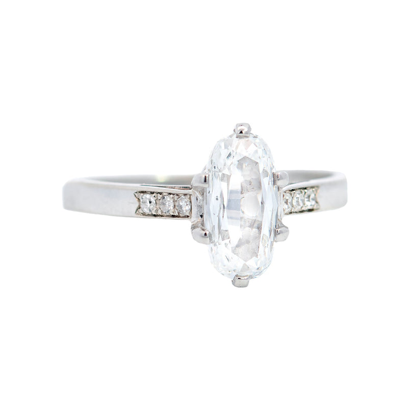 Art Deco Platinum Oval Diamond Engagement Ring 1.06ctw