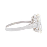 1 Vintage Platinum Moval Cut Diamond Engagement Ring 2.13ct