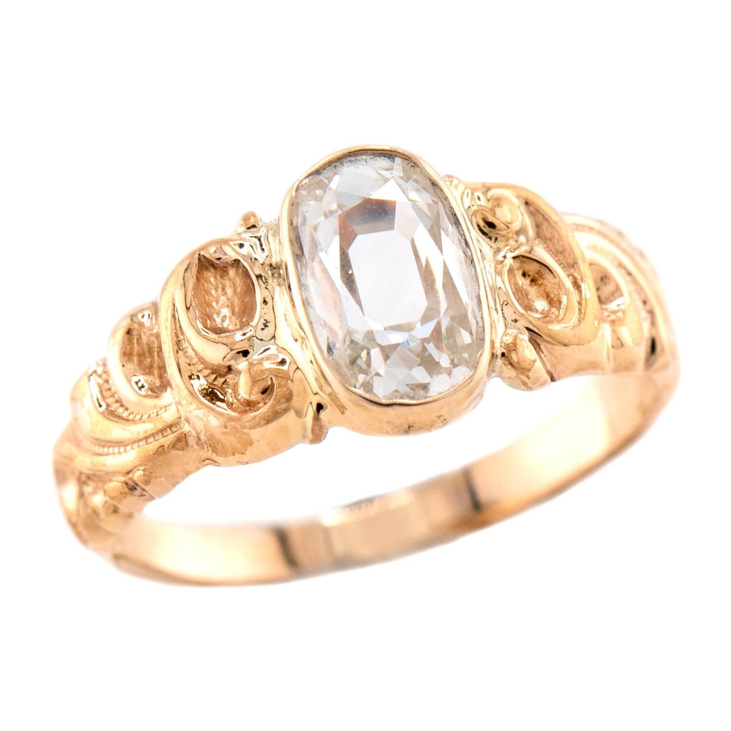 Victorian 14k Diamond Engagement Ring 1ct