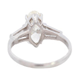 1 Vintage Platinum Moval Cut Diamond Engagement Ring 2.13ct