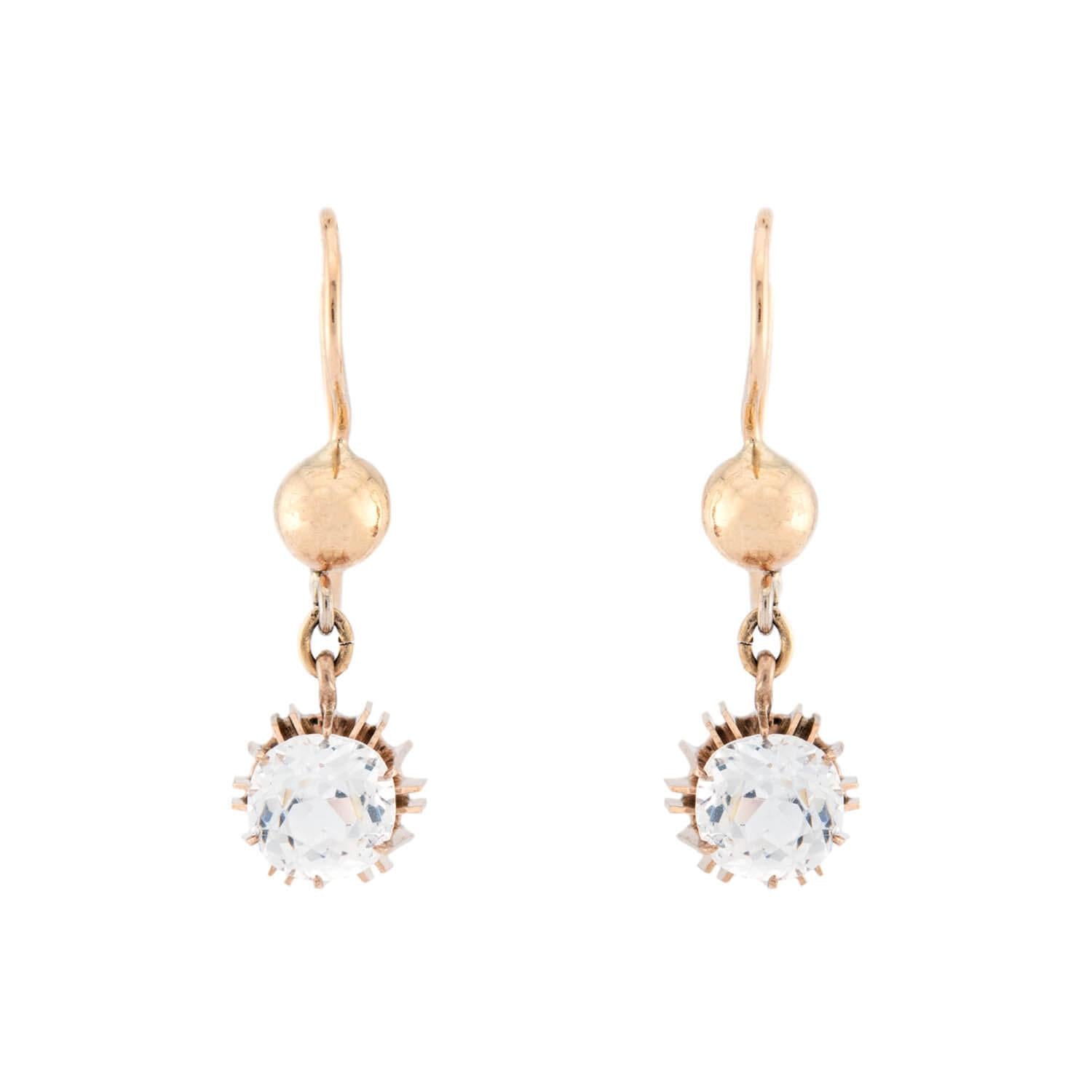 Victorian 14k Paste Dangle Earrings