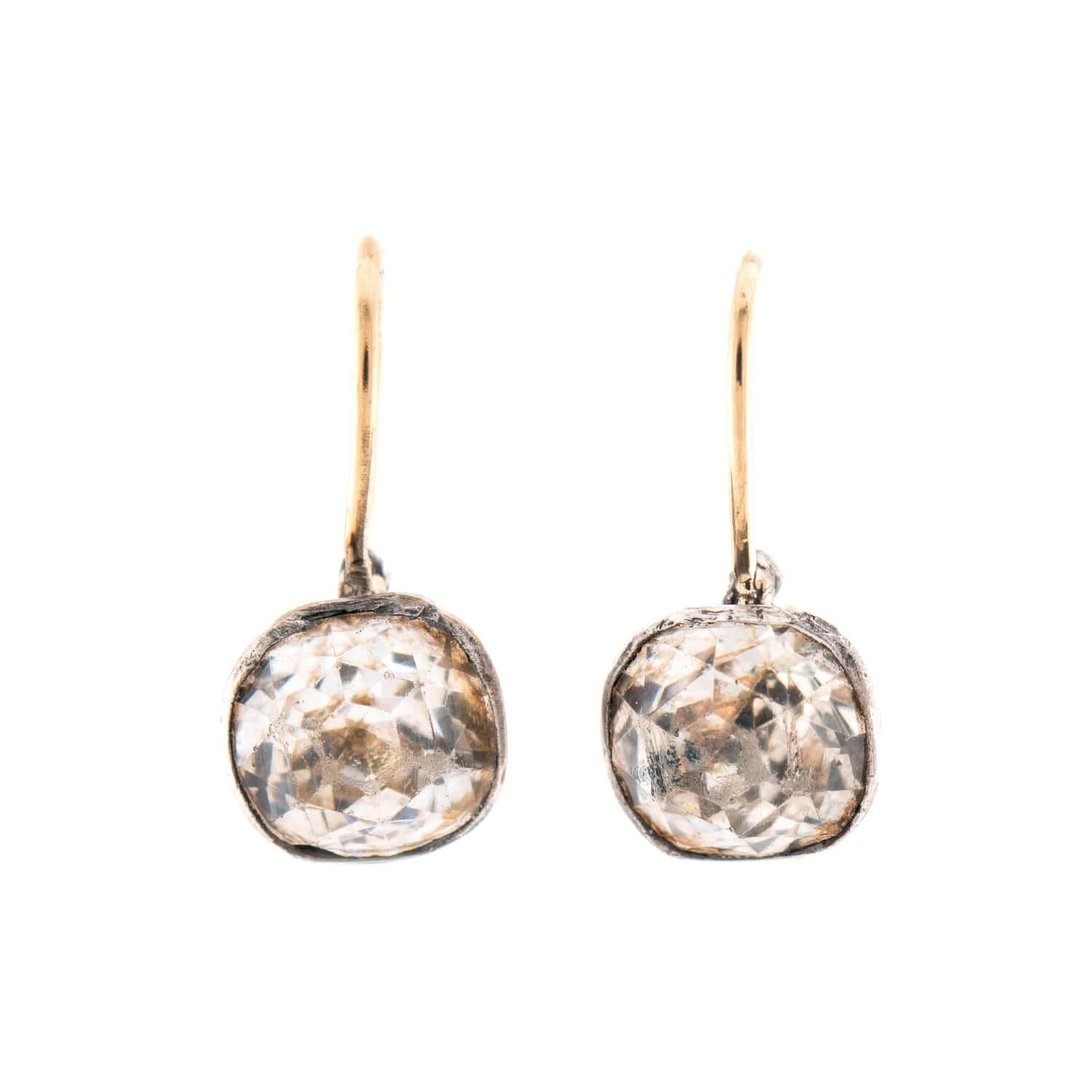 Victorian 14k/Sterling Silver Paste Drop Earrings