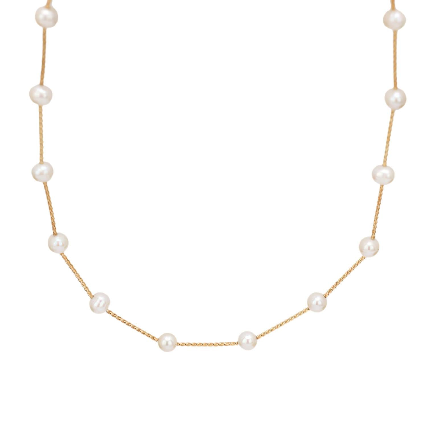 Estate 14k Pearl Tube Necklace