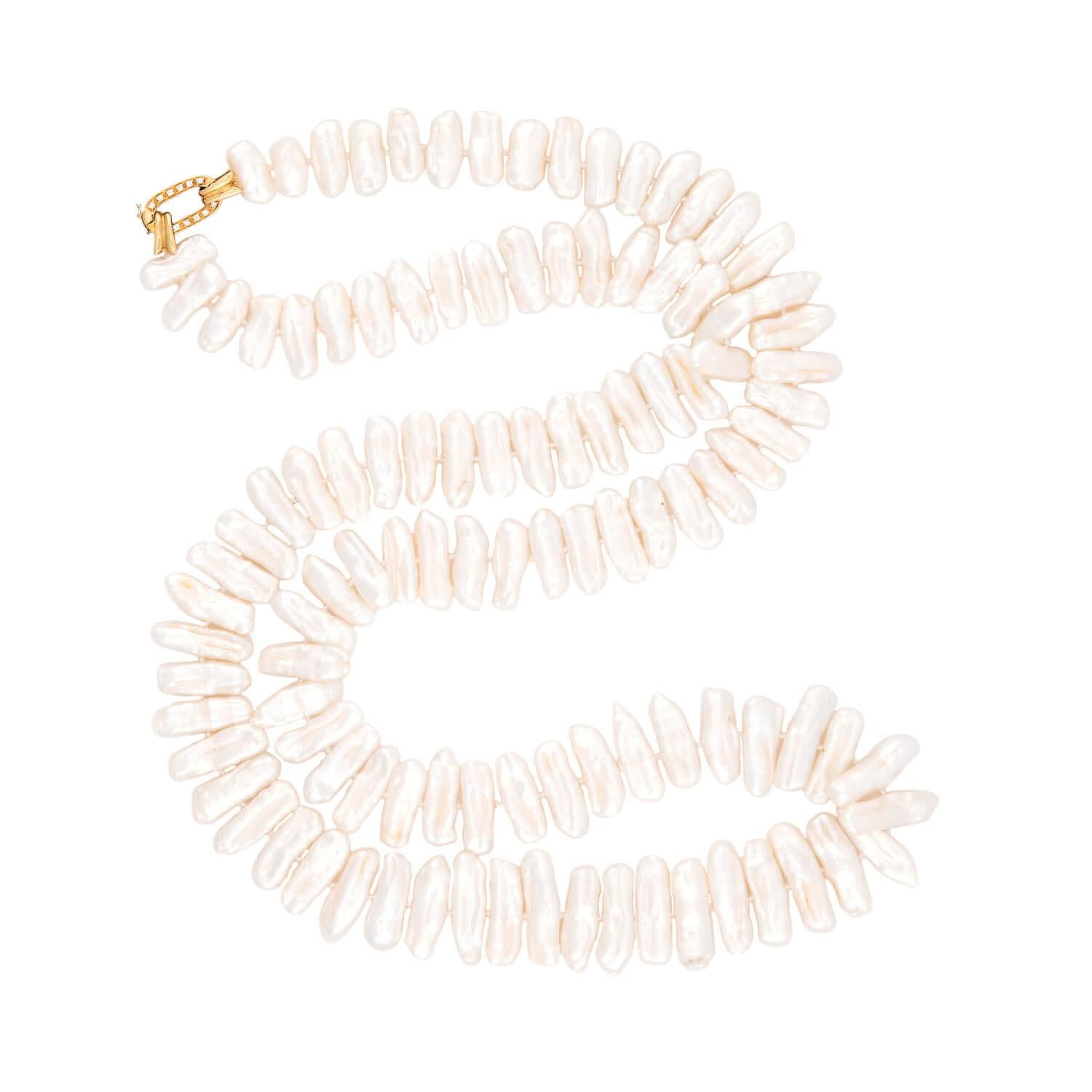 Estate 18K Pearl and Diamond Necklace 35"