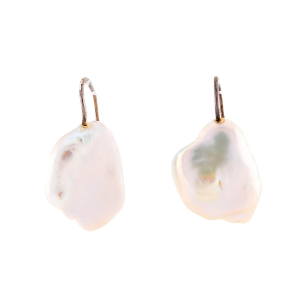 Estate Sterling Silver Blister Pearl Earrings