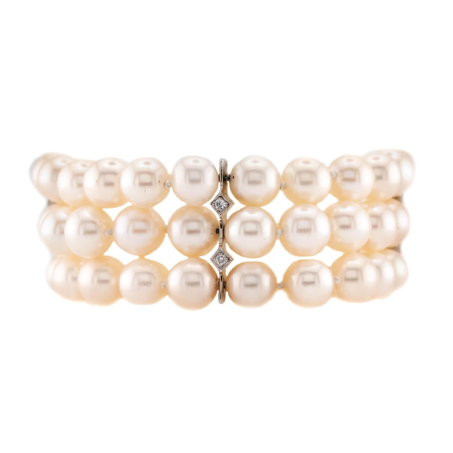 Vintage 18k Diamond & Pearl Bracelet