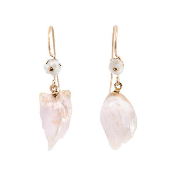 Victorian 14k Dog Tooth Natural Pearl Earrings