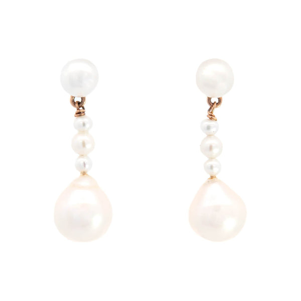 Vintage 14k Pearl Dangle Earrings