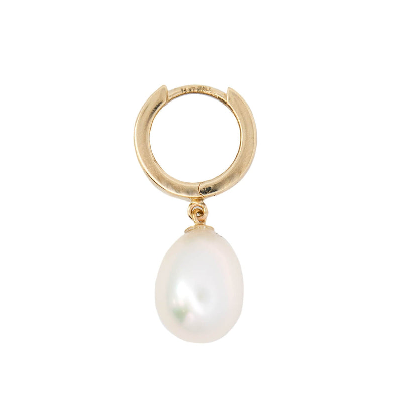 Estate 14k Pearl Hoop Earrings