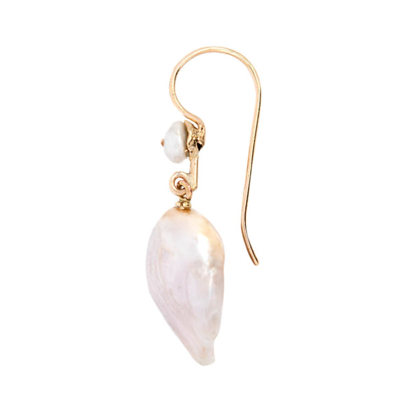 Victorian 14k Dog Tooth Natural Pearl Earrings