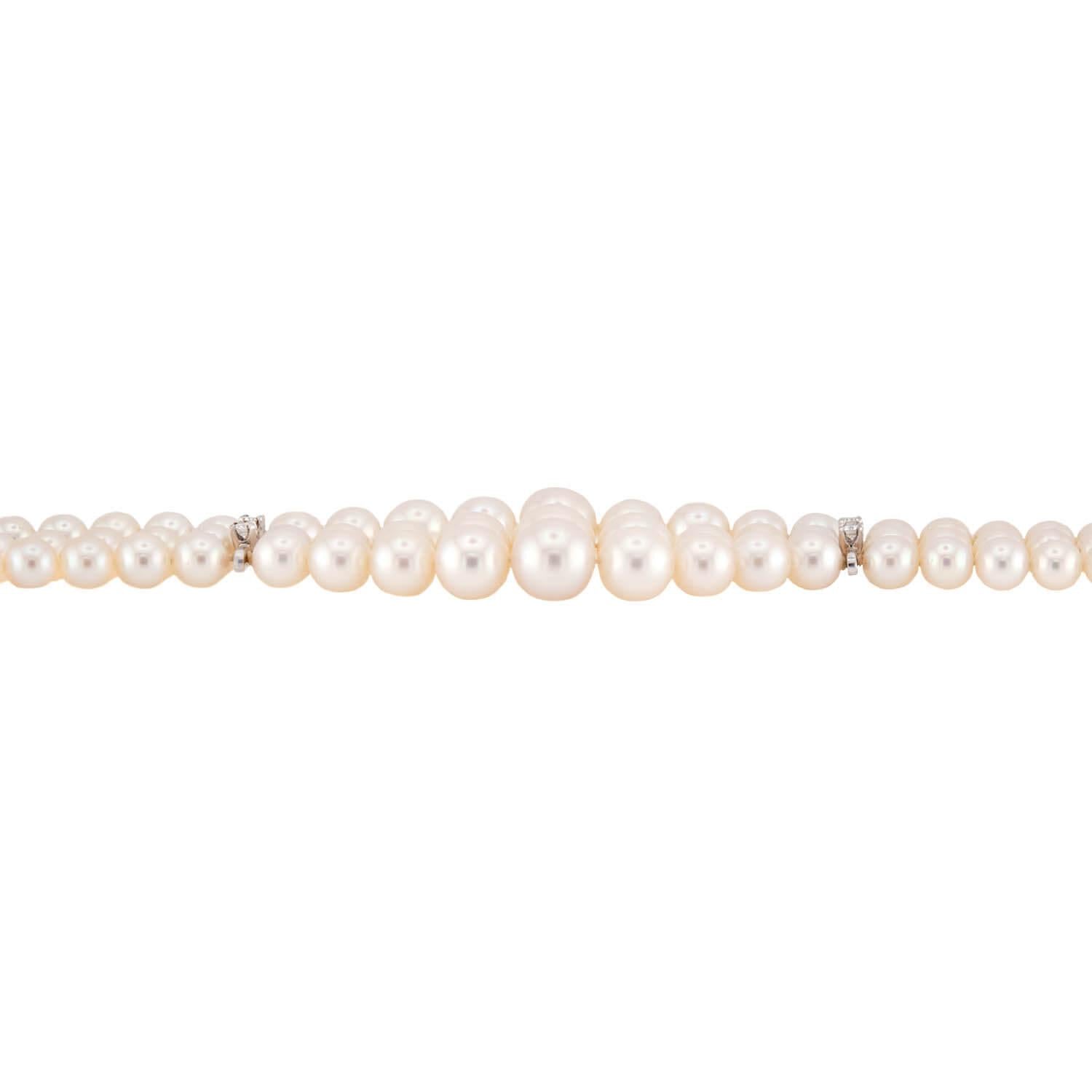 Retro 18k Pearl and Diamond Multi-Strand Bracelet