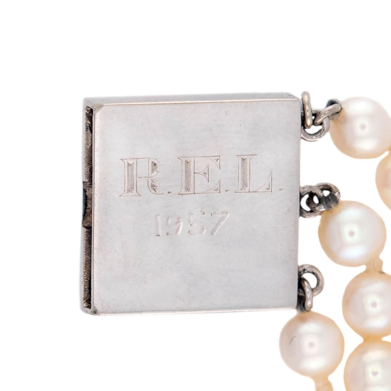Retro 18k Pearl and Diamond Multi-Strand Bracelet