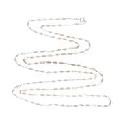 Edwardian Platinum Diamond and Pearl Chain 52"