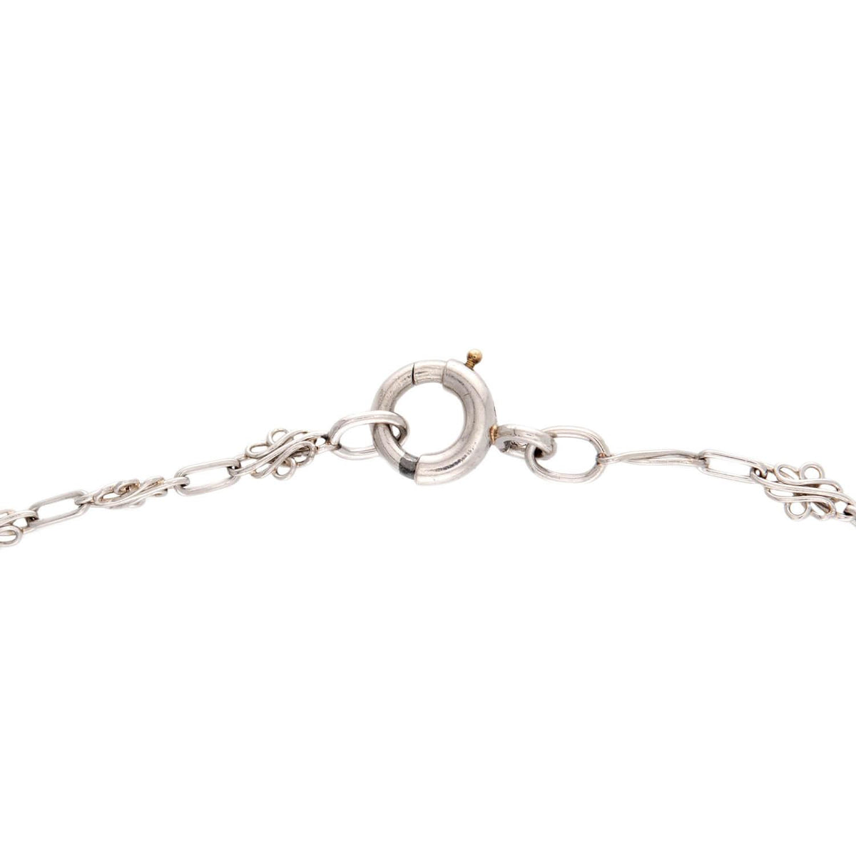Edwardian Platinum Diamond and Pearl Chain 52"