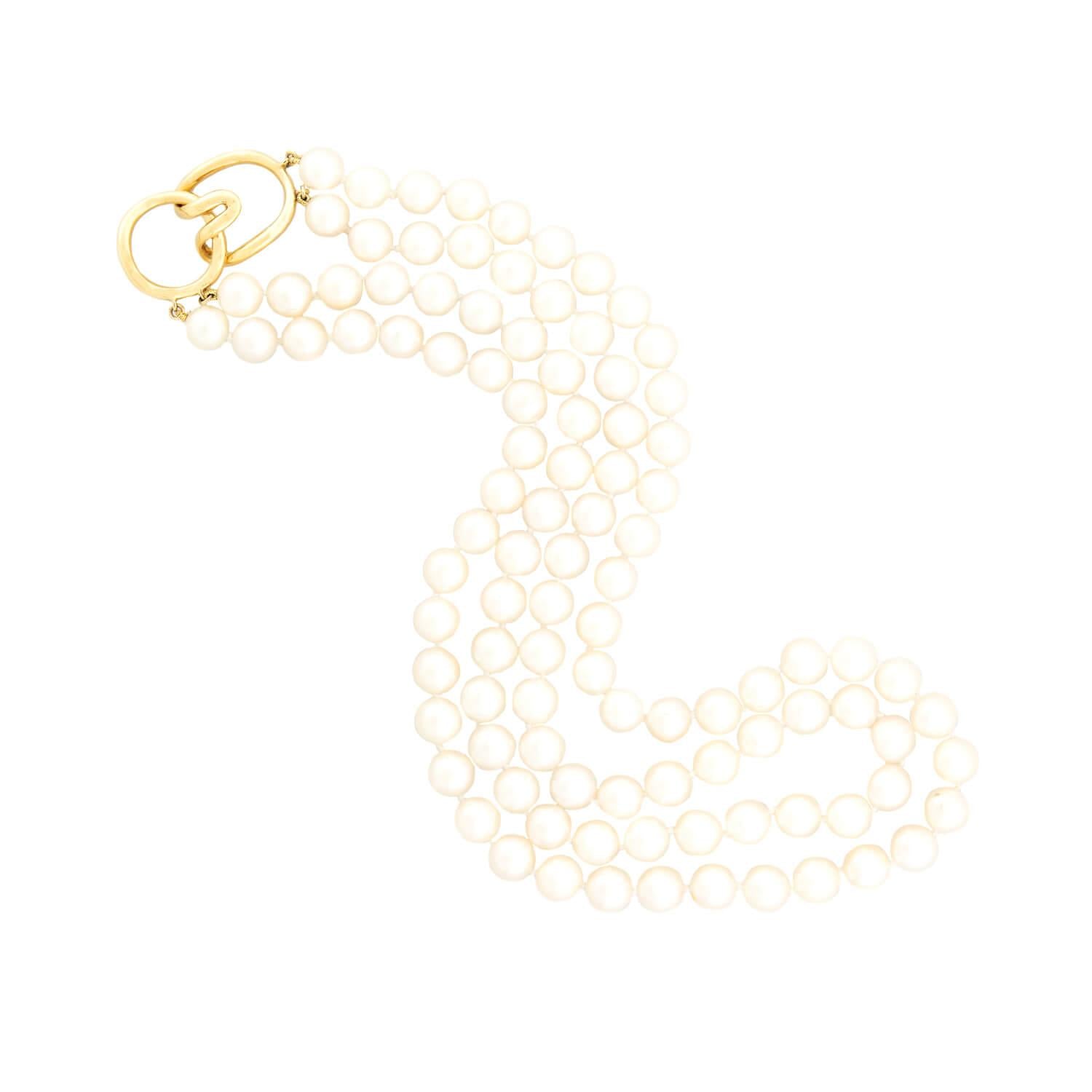 TIFFANY & CO. Estate 18k Pearl Necklace Double Strand